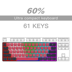 Teclado mecánico con cable de diseño compacto 60% clásico, varias luces deslumbrantes, 61 teclas, interruptor azul, teclado para juegos de ordenador de