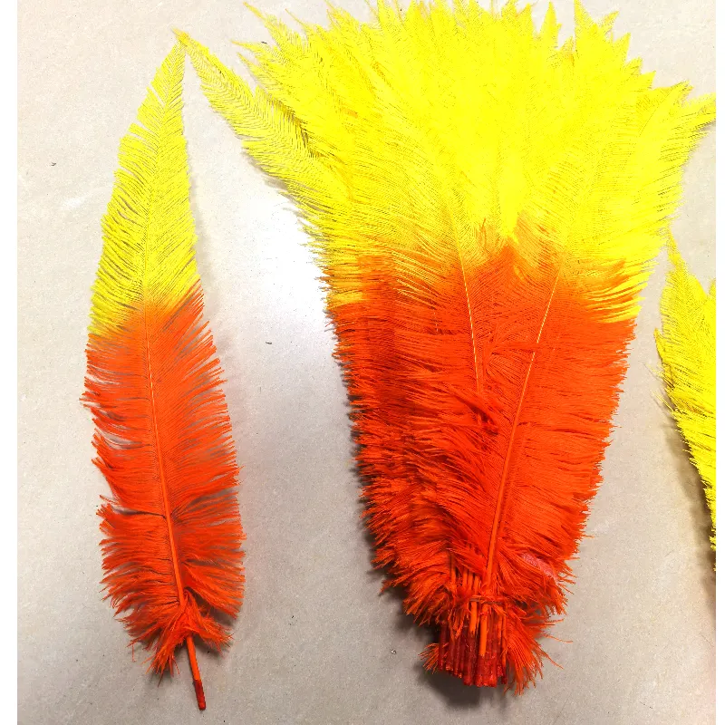 Großhandel-Versorgung mit Straußenfedern Massenflügel feminina-Bleiche Farbstoff Zwei-Töne-Straußen-Nandu-Feder