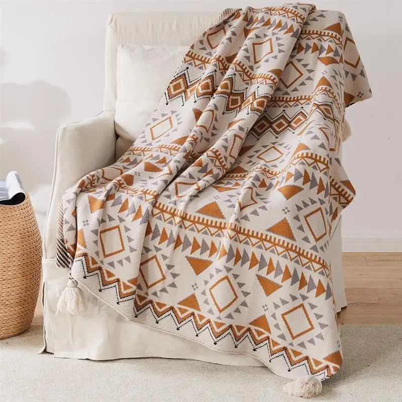 Set di coperte BOHO di alta qualità coperta in maglia acrilica spessa pesante personalizzata Queen Size