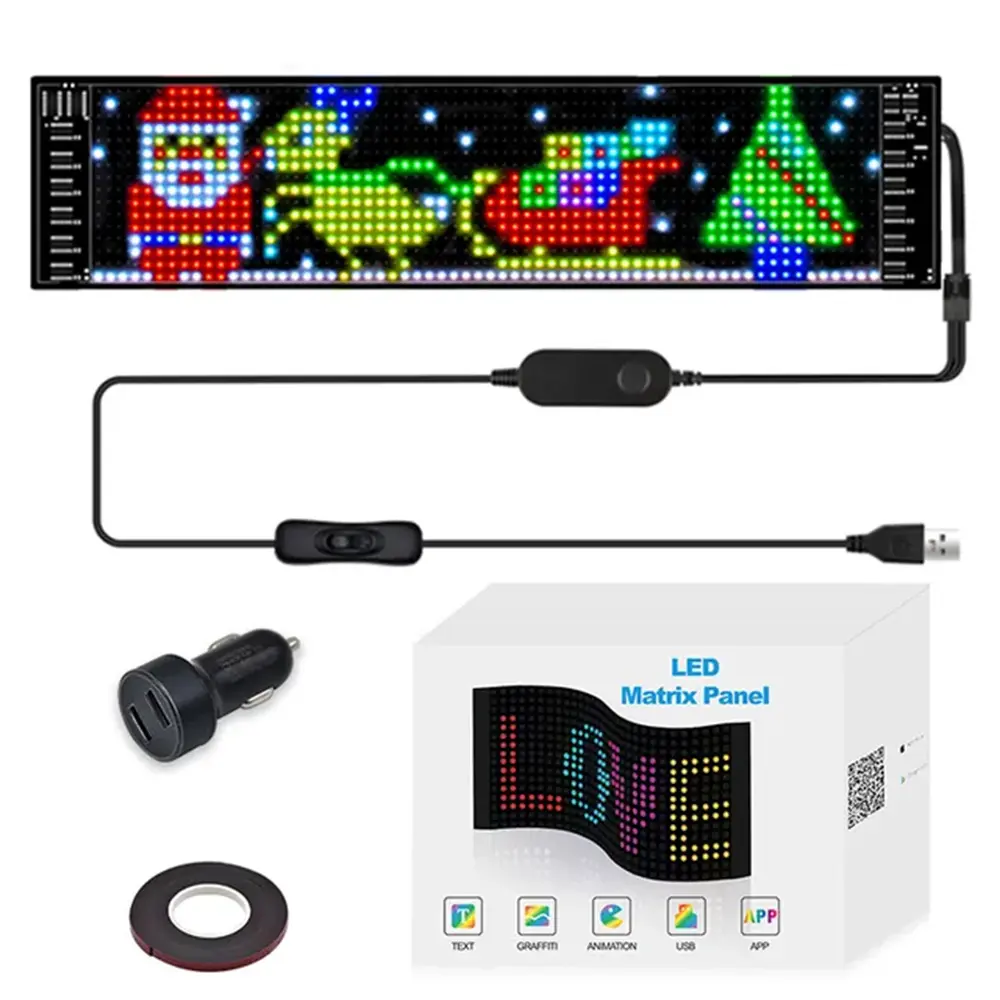 LED Matrix Pixel Painel Rolagem Brilhante Publicidade LED Sinais Flexível USB 5V LED Sinal Do Carro Bluetooth App Controle