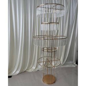 婚礼餐桌装饰用新设计金色金属大水晶餐桌树中心件 - Product Image 1