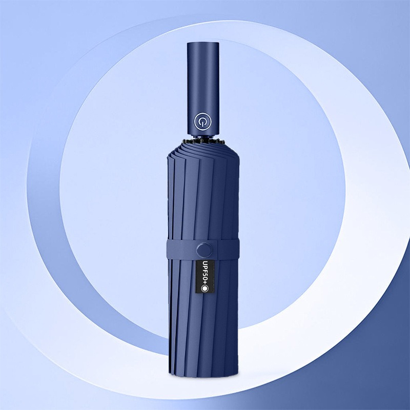 Botón redondo de goma negra engrosada, 72 varillas - azul neblina.