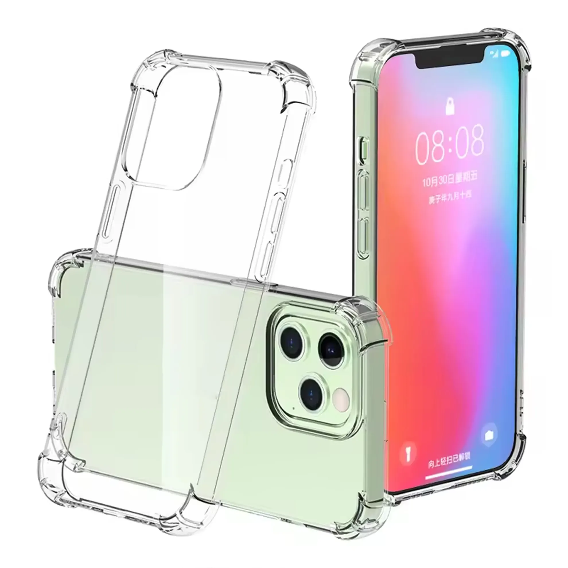 Pare-chocs Transparent cristal clair coque de téléphone en TPU couverture arrière pour iPhone 11 12 13 14 15 Pro Max XS Max étui de protection antichoc