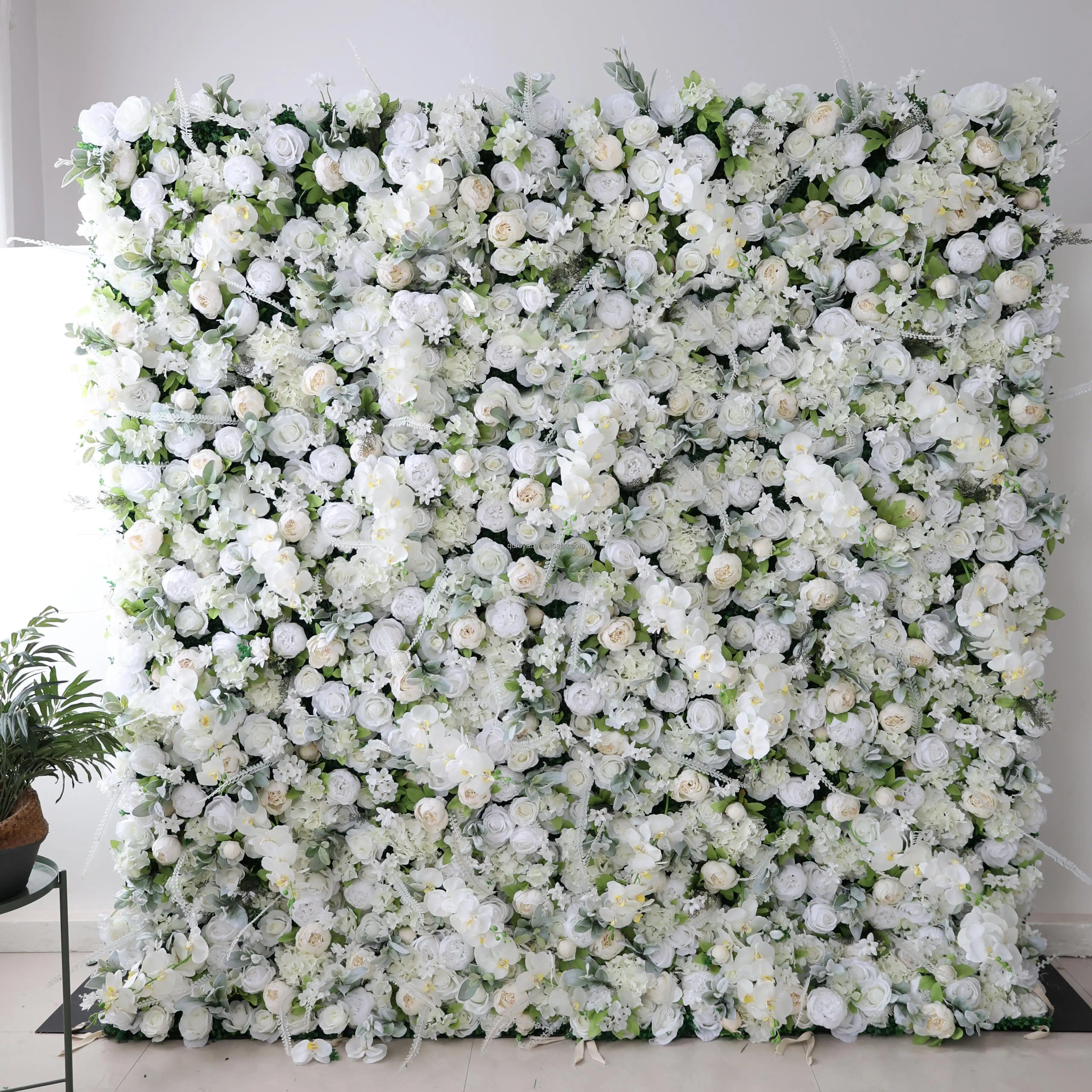 Tela 3d enrollada 5d de 8x8 pies, rosa, blanca, rosa, flores, Fondo de pared, decoración de pared Artificial, paneles de flores