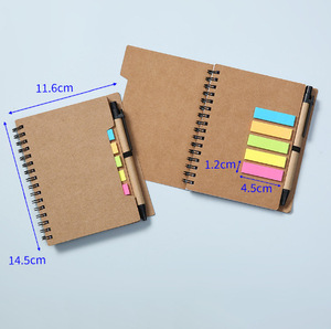 Cuaderno pequeño Kraft con portalápices y pestañas Marcador de página de cuaderno espiral forrado Pestañas de índice de colores Cuaderno de bolsillo de negocios - Product Image 6