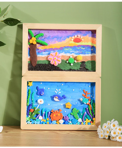 2024 tinh tế gỗ rắn siêu nhẹ đất sét tác phẩm nghệ thuật hiển thị Khung vật liệu thủ công trẻ em vẽ khung gỗ - Product Image 2