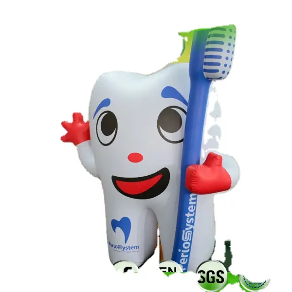 Hongyi juguete gigante publicidad inflable diente dibujos animados modelo globos personalizado inflado cepillo de dientes forma globos para promoción