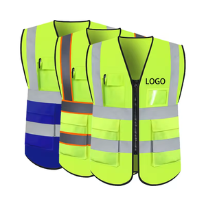 Tùy chỉnh đa màu vàng cam tím xám xanh hồng đen đỏ trắng màu xanh hải quân xanh phản chiếu an toàn vest với logo - Product Image 2