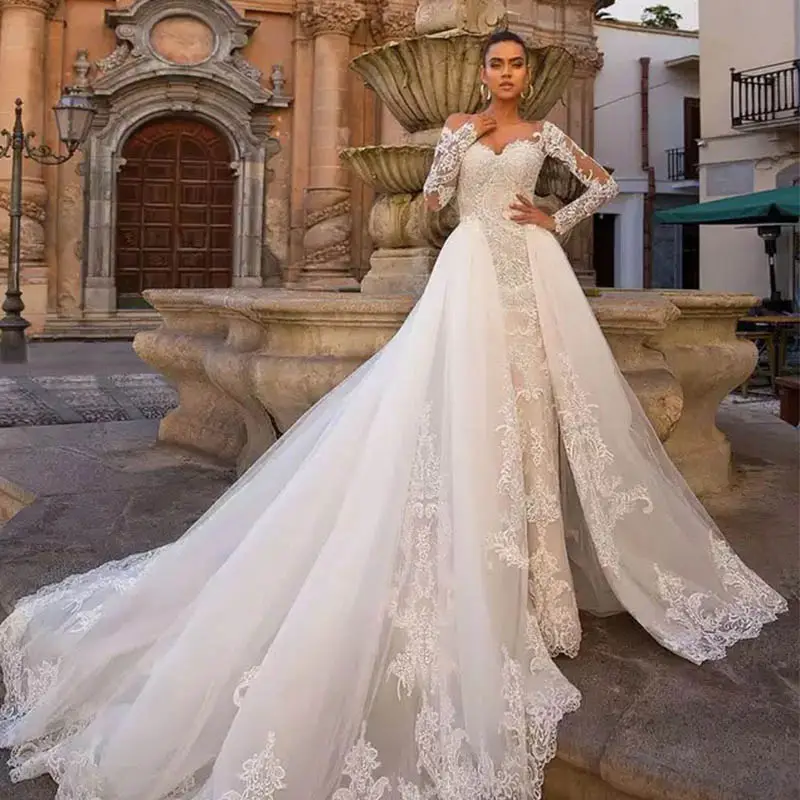 Vente chaude en gros 2023 femmes robe de mariée en dentelle blanche robes de mariée élégantes robes de mariée Sexy pour les femmes 2022