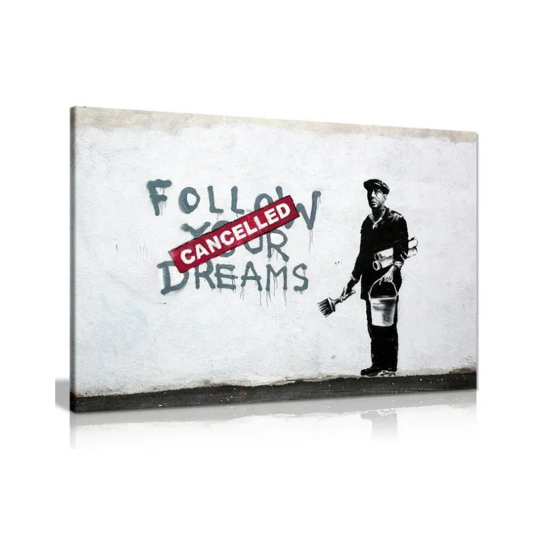 Banksy Volg Je Dromen Graffiti Canvas Schilderij Muurkunst Foto Print Home Decor Abstract Canvas Design Muurkunstposter