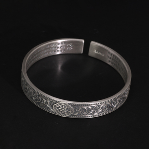 Braccialetto con polsino in vero argento Sterling 999 intagliato con cuore classico modello retrò bracciale da uomo e da donna regolabile gioielli religiosi