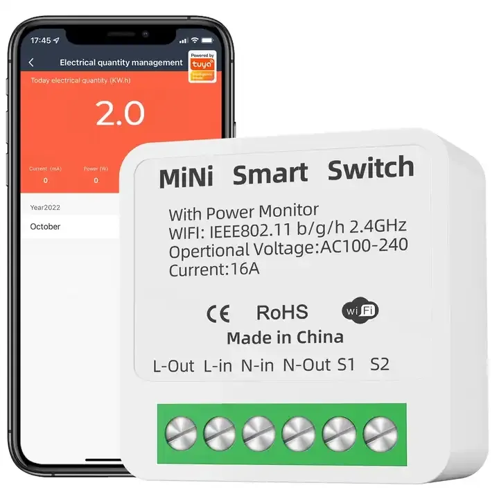 YIERYI Wifi Switch Power Monitor 2-Wege-Timing Mini DIY Smart Wifi Controller Home Tuya APP 16A für Alexa Google OEM Countdown