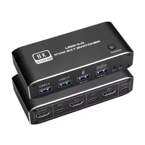 8K <strong>HDMI</strong> <strong>2</strong> Port USB KVM <strong>Switch</strong> HDMI2.1 Switcher Support 2PC Computers 2USB3.0 Support Blue Tooth Mouse or Keyboard - Product Image 1