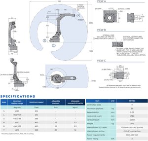 Industrial <strong>Robot</strong> Yaskawa AR1730 6 <strong>Axis</strong> <strong>Robot</strong> Arm Payload 25kgs With YRC 1000 Controller for Arc Welding