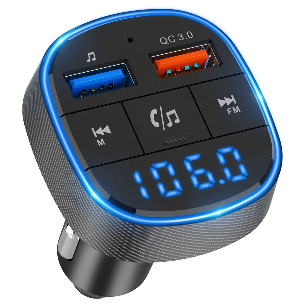 Handsfree FM transmitter Car Charger Car Kit V5.0 Bluetooth With MP3 Player Fast Charger QC 3.0