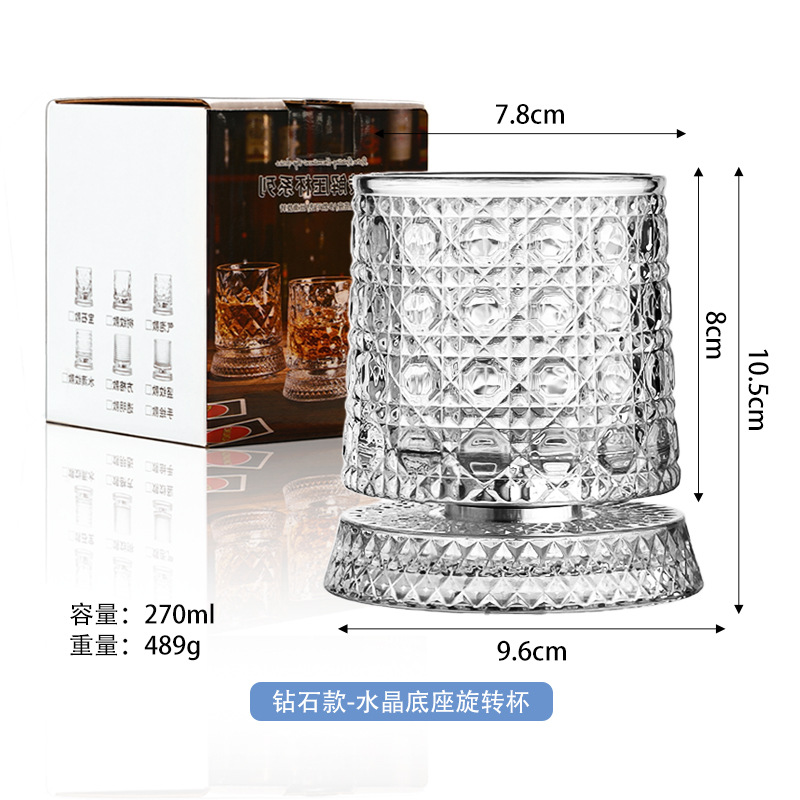 Boîte colorée à tasse rotative à base de cristal de style diamant