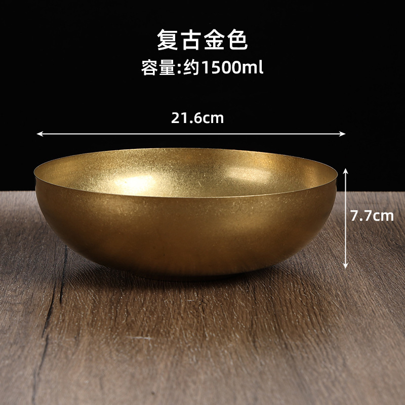 22cm round single-layer cold noodle bowl (vintage gold)