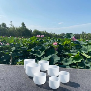 High-<strong>End</strong> 8 Piece Quartz Frosted Singing Bowl Set 440Hz & 432Hz Factory Direct Sale 8 Chakra Sound Bath Composed Glass <strong>Crucible</strong>