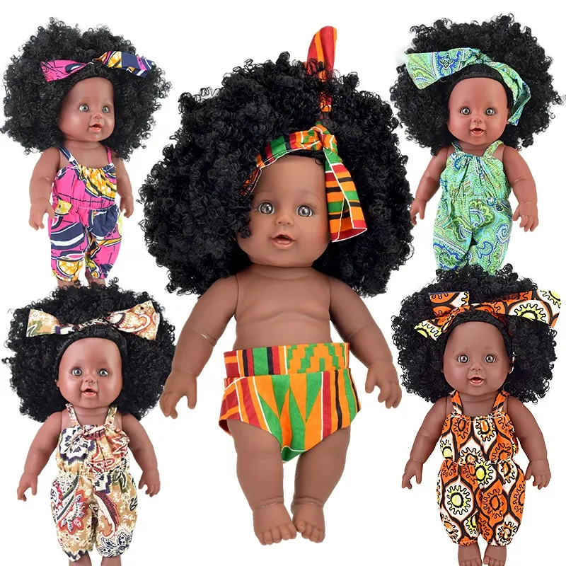 2021 Hot Sale Black Dolls Baby Girl Birthday Gifts Lovely Baby Doll 12 Inch African Black Dolls