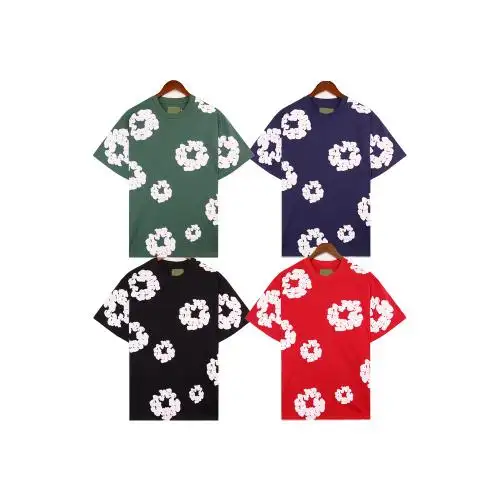 Stile di abbigliamento all'ingrosso Logo personalizzato marchio lacrime T-Shirt stampa sbuffo maglietta da uomo in Denim