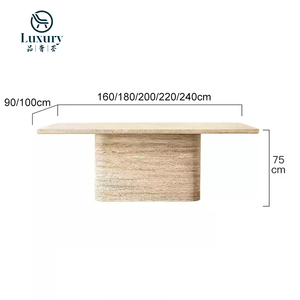 Sang trọng hiện đại hình chữ nhật ngoài trời travertine bàn ăn vườn đá cẩm thạch bàn ăn - Product Image 6