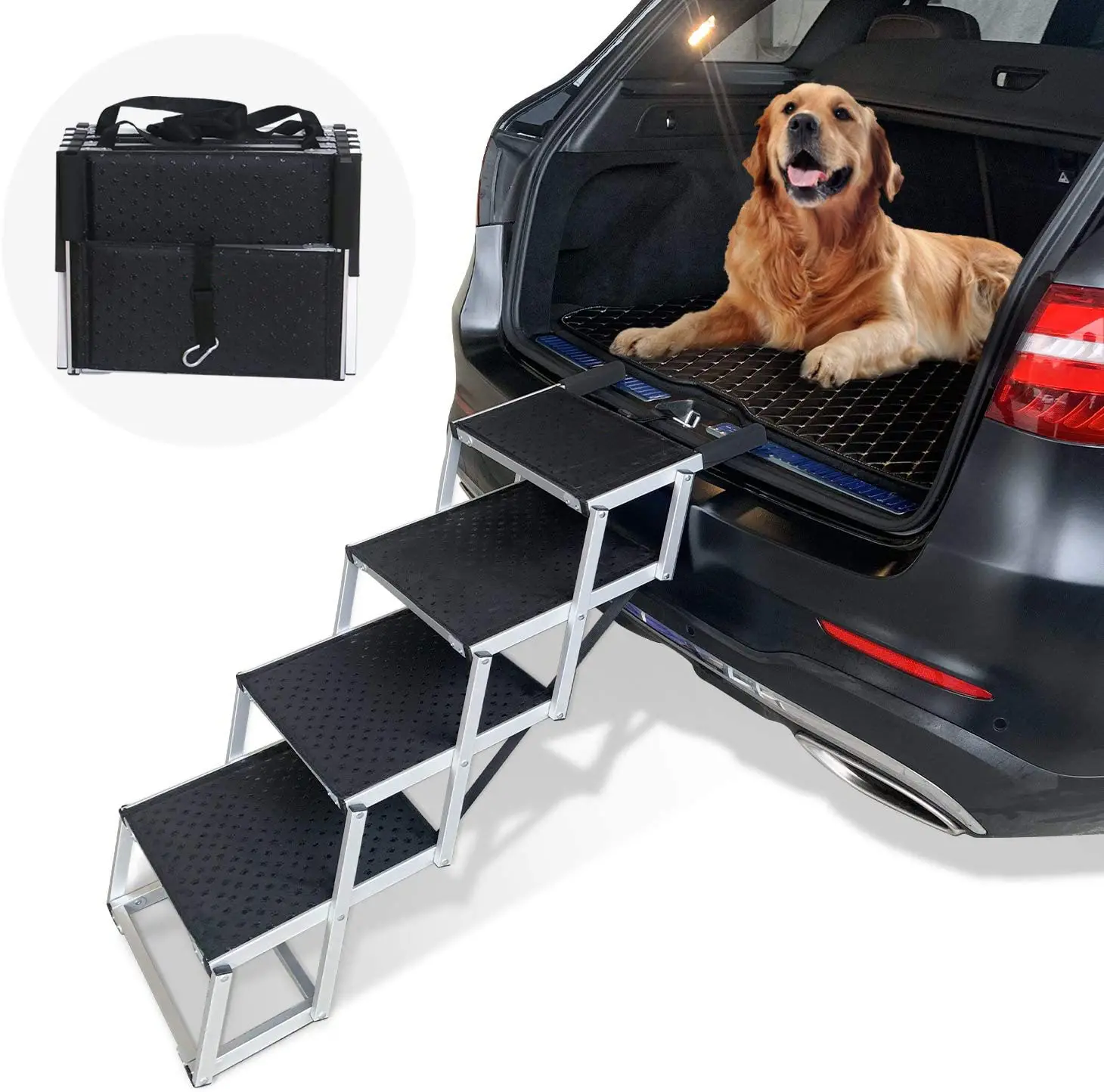 Escaleras de aluminio CANBO para perros, escaleras plegables para perros y mascotas, escaleras para perros grandes, rampa para mascotas