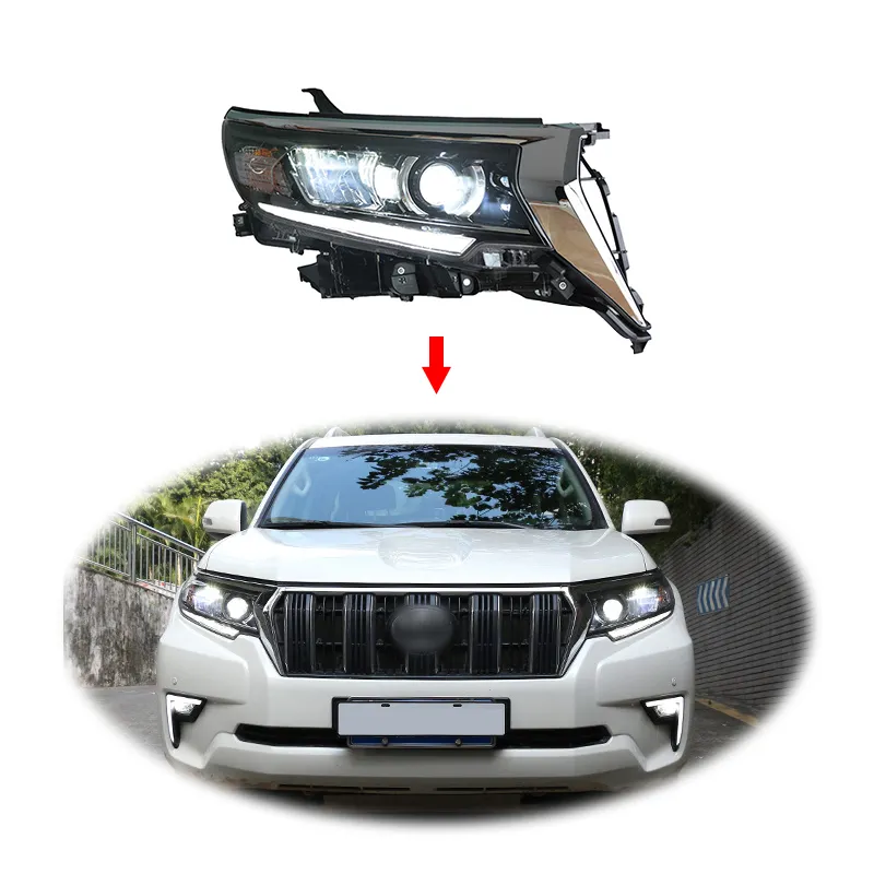 Farol prado 150 de alta configuração fj150, lâmpada de cabeça para toyota land cruiser prado 2018 2019 2020