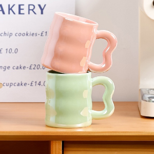 Newest Pearlescent Glaze 300ml love Heat Handgrip Milk Water Ceramic Mug Shiny Creative Boys Girls Couple Office Drinking <strong>Cup</strong> - Product Image 1
