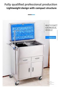 Chariot médical moderne chariot avec surface miroir double portes en acier inoxydable pour les hôpitaux et les cliniques - Product Image 3