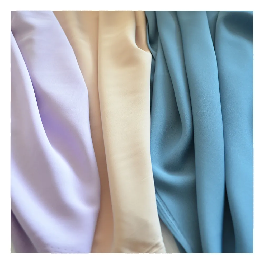 Sph Color sólido 130gsm 100% poliéster sarga teñida opaca Sph tejido Poka tela para vestido de mujer