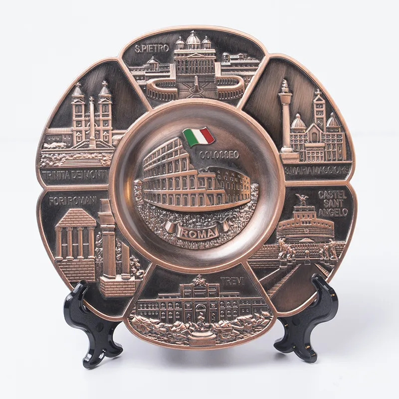 Herstellung Großhandel Custom Weltberühmtes Land Katar Dubai Korea Italien Französisch Antike 3D Metall Tourist Souvenir Platte
