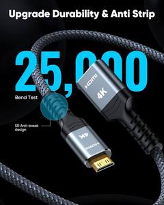 短迷你HDMI C型公到HDMI a型母4K 60hz转换器适配器电缆M/F尼龙编织HDMI电缆适配器 - Product Image 2