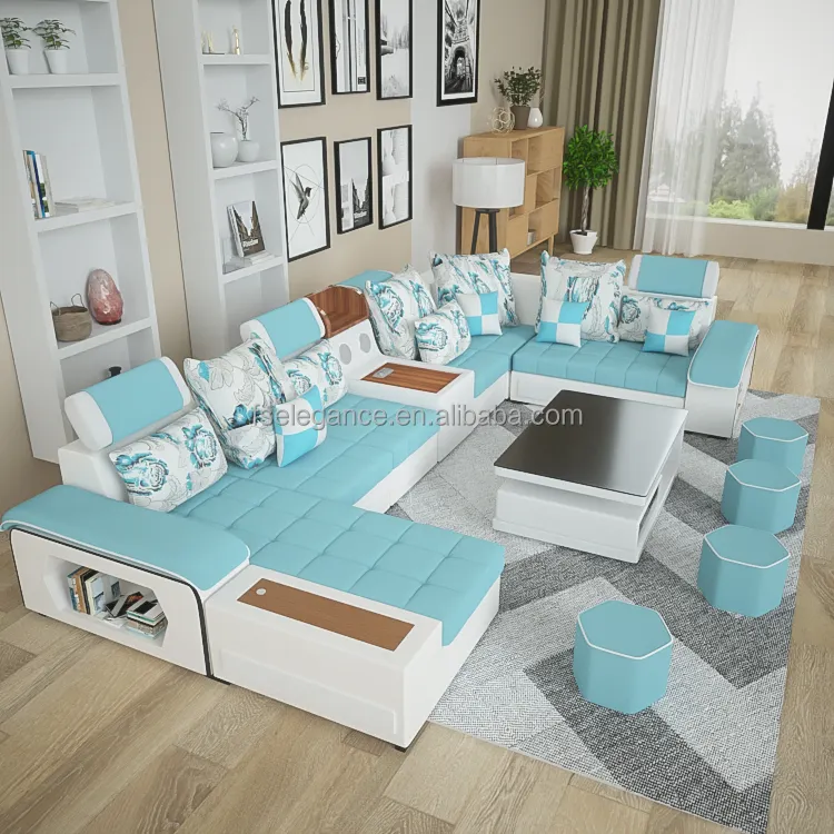 Juego de sofás de estilo nórdico real personalizable, muebles para sala de estar de 7 plazas