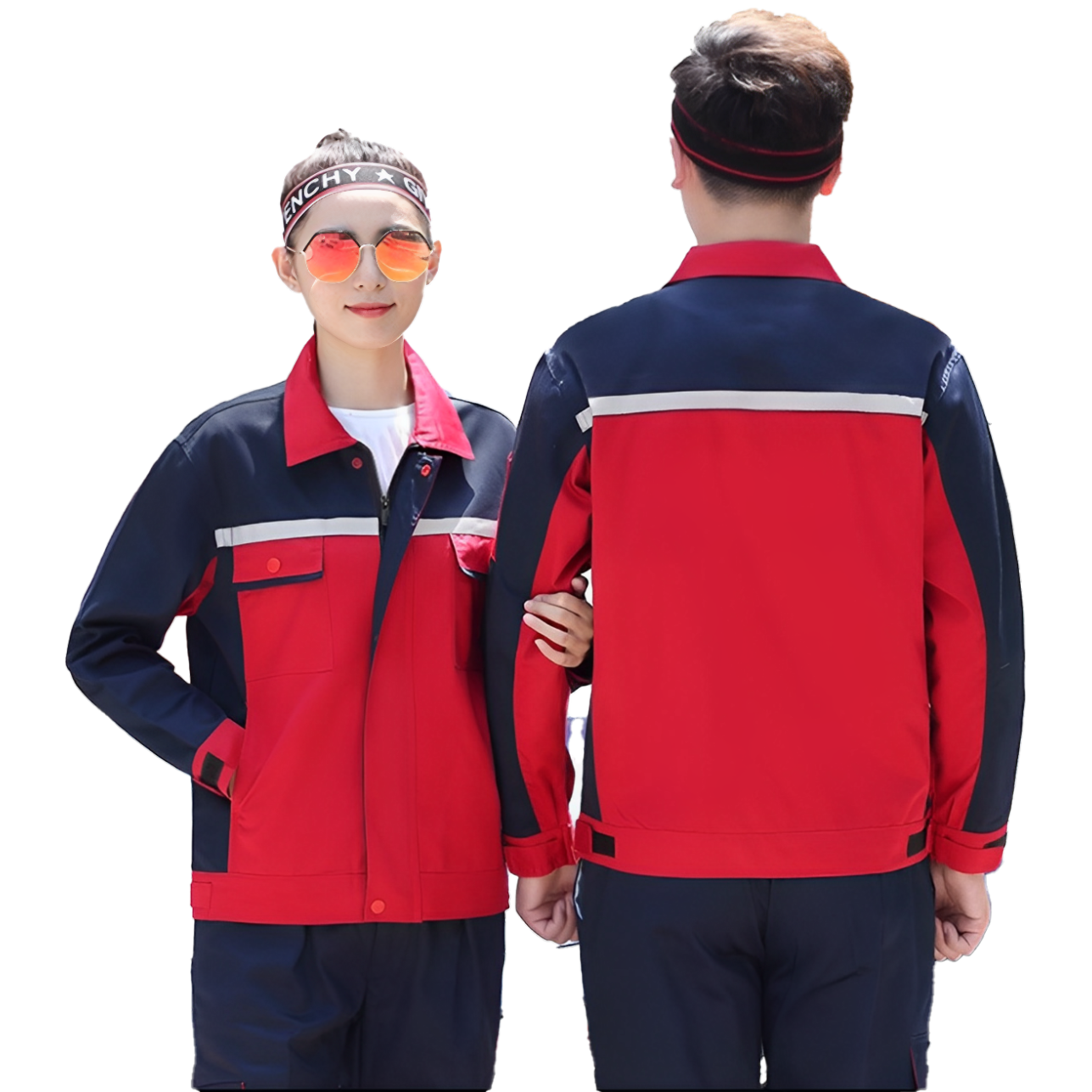 Veste Bleu Vers Le Bas Rouge