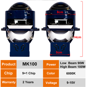 Yhkoms Chất lượng cao MK100 100W đôi phản quang Ly 3 inch Led Đèn Pha <span class=keywords><strong>H4</strong></span> H8 ống kính hai tròng máy chiếu xe Led Đèn Pha 6000K - Product Image 3
