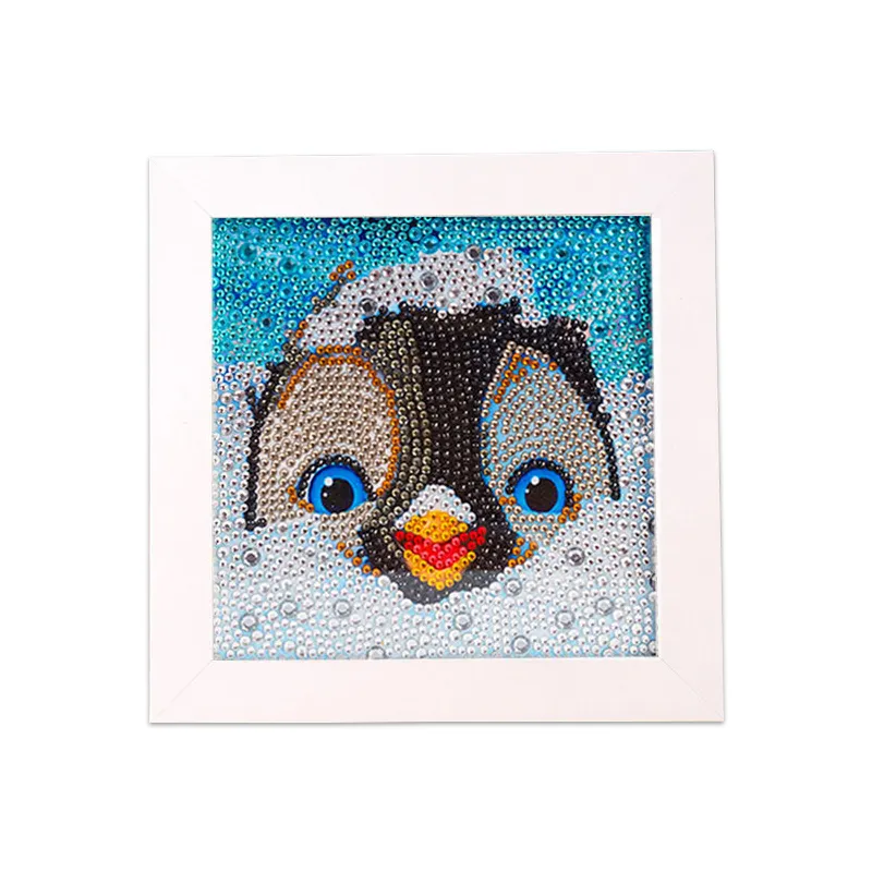 Animal Series Puzzle Fun Diy Full Drill Diamond Painting Snow Penguin Rhinestone Bordado Gift Framed Painting For Kids