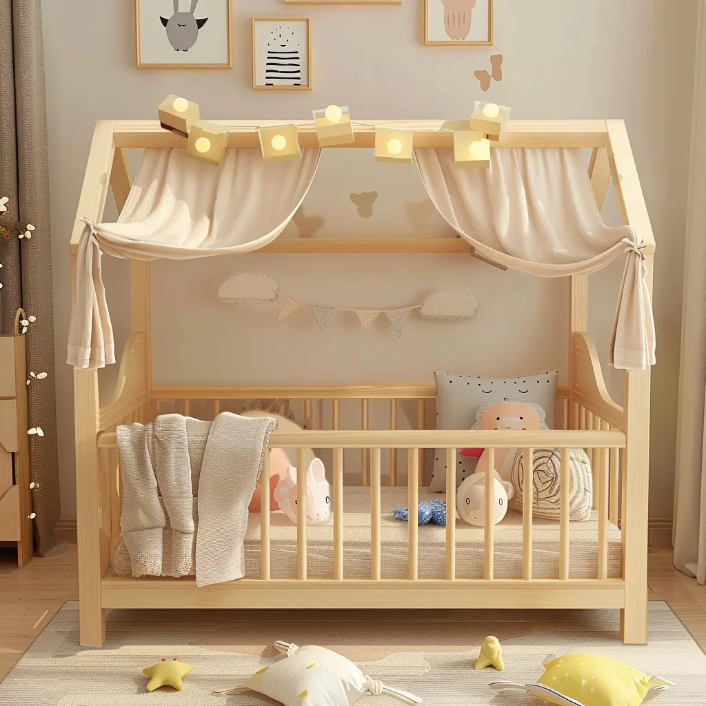 Berço de madeira maciça natural/berços/móveis para bebês