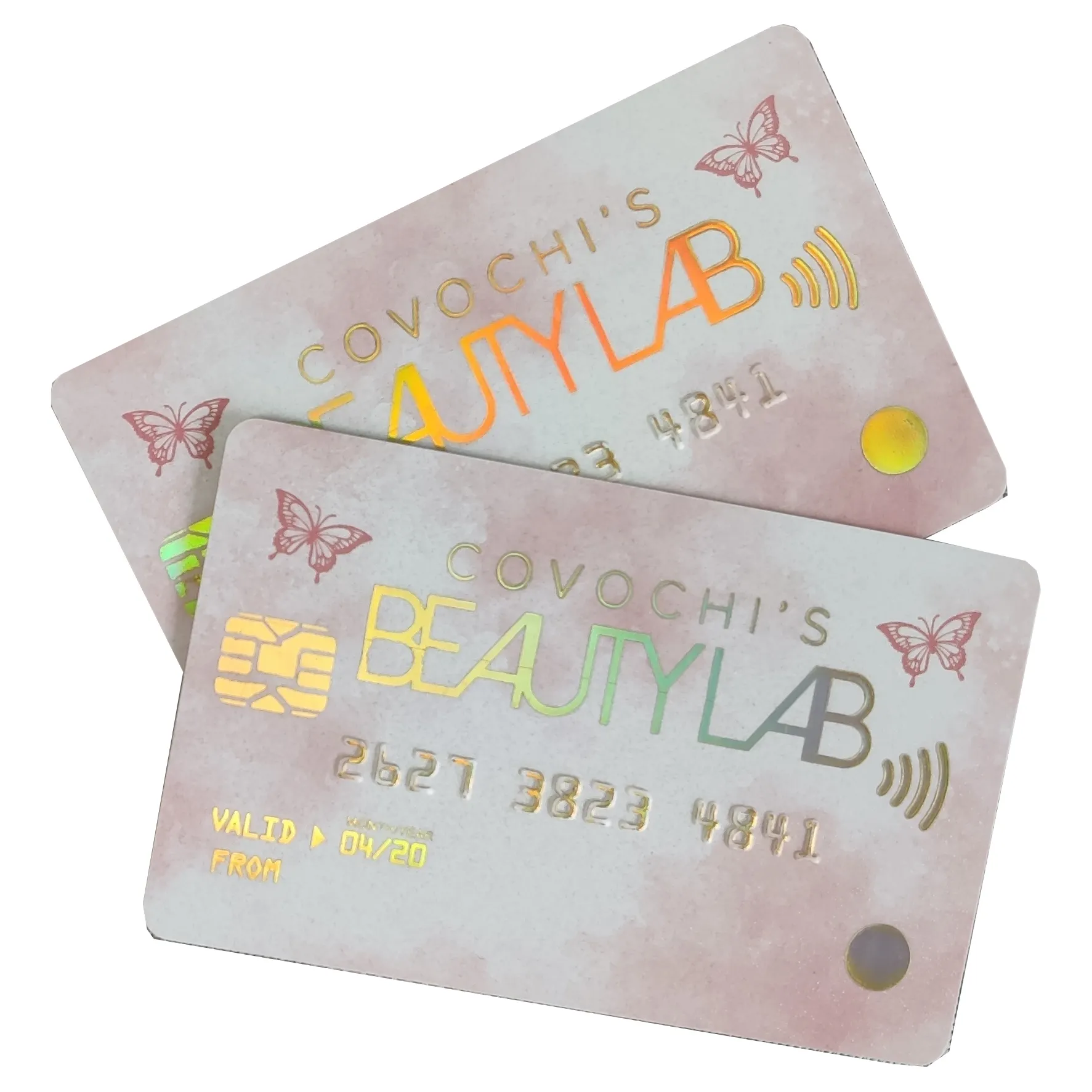 Vente en gros de cils holographiques en plastique PVC rose de taille carte de crédit avec logo personnalisé pas cher carte cadeau d'affaire d'adhésion