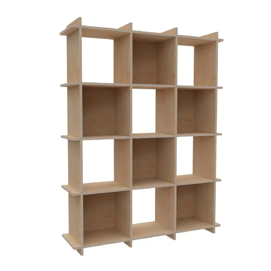 Espositore per libri con cubo di legno di colore naturale per decorazioni per la casa scaffale aperto scaffale per libreria stretta a 5 livelli espositore