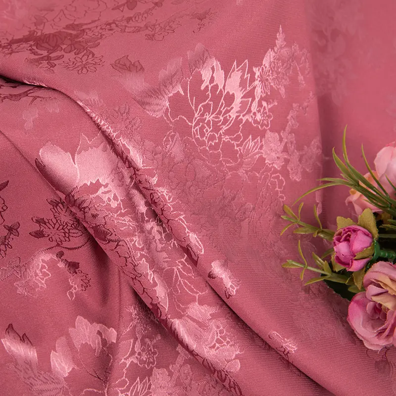 Vestido de tecido de seda jacquard, blusa de tecido cetim com imitação