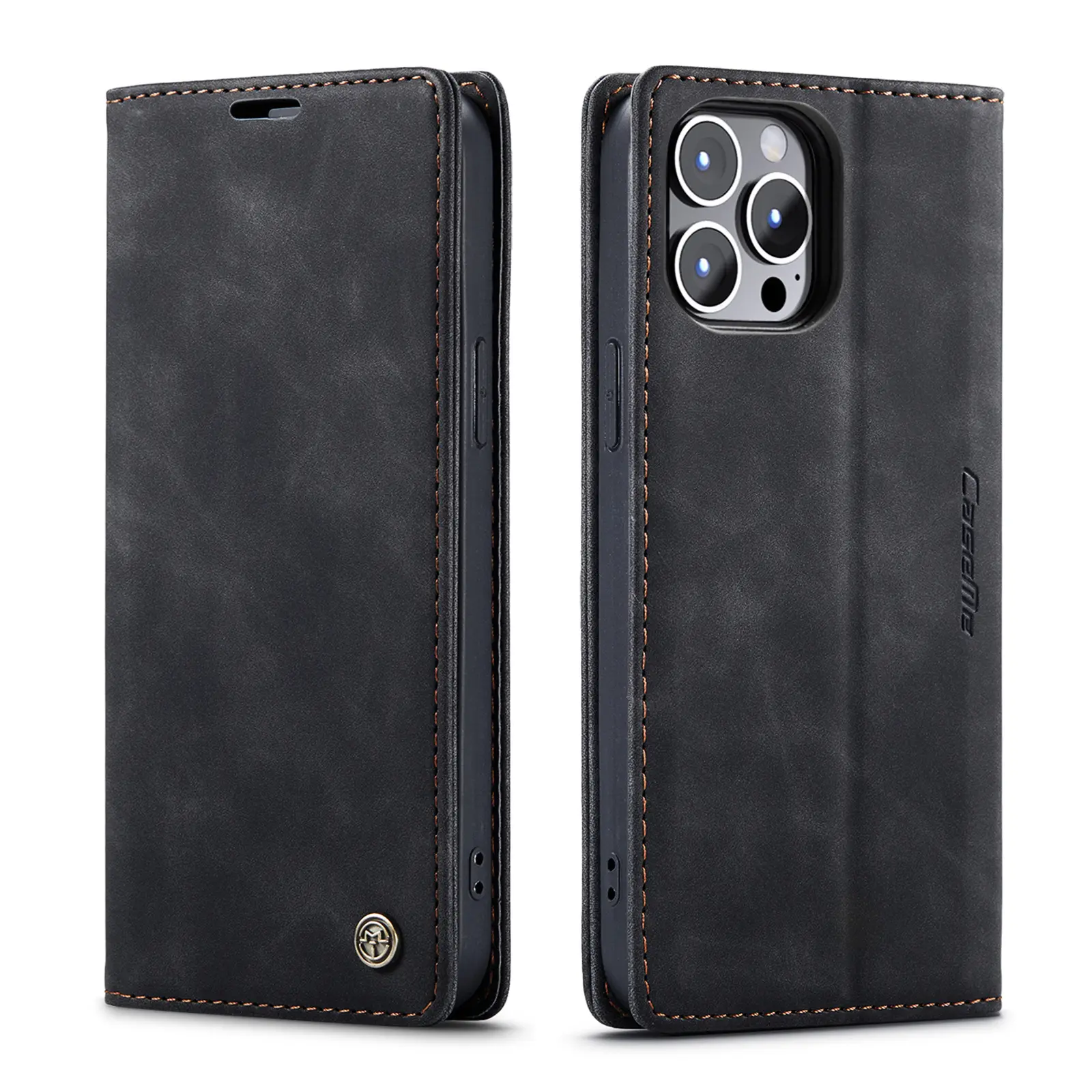CaseMe casing kulit lipat magnetik, pelindung kartu dompet untuk iPhone 15 14 Pro Max 13 Mini 12 11 XS X XR SE 2022 8 7 Plus