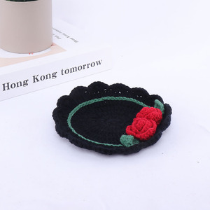 Hoa Tulip tay-móc sợi DIY Bộ đồ ăn bảng placemat cách nhiệt Mat hoa tách trà Coaster - Product Image 3