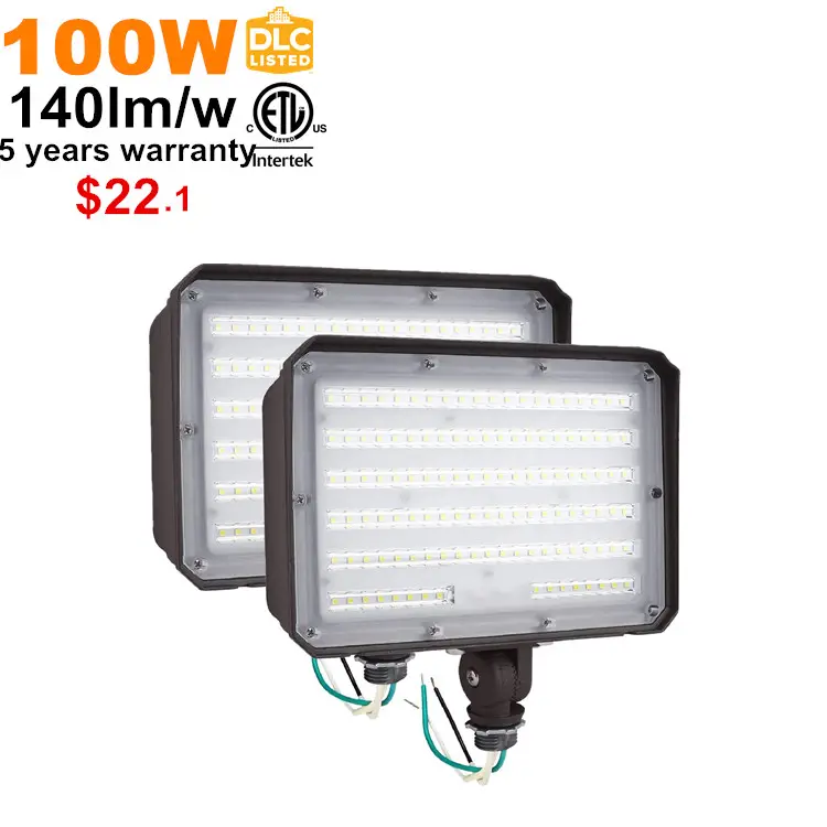 ETL cahaya matahari 5000K alami, kepala dapat disesuaikan putih 60*120 derajat led lampu sorot kabel karet dudukan knuckle 120v 110v 277v