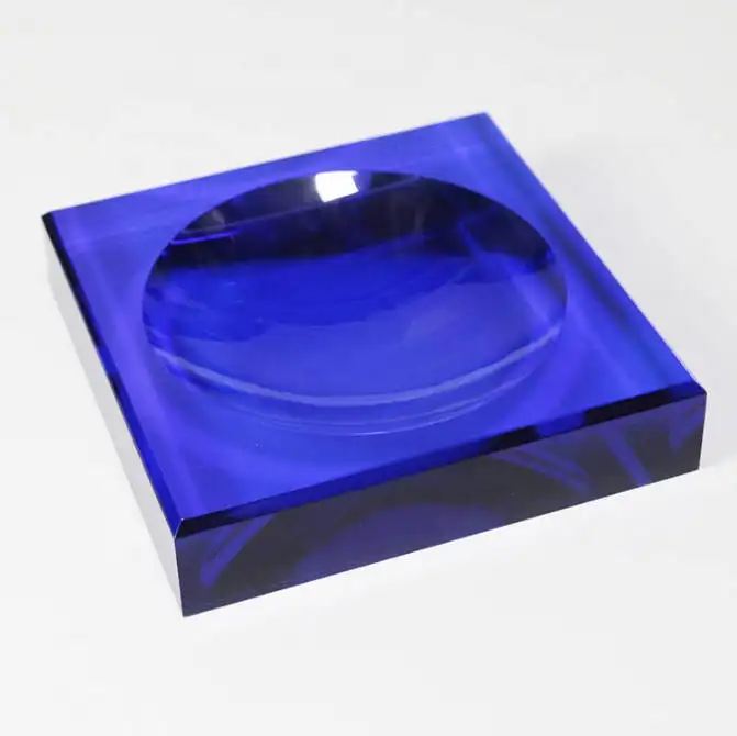 Özel lüks renkli katı akrilik aperatif çanak şeffaf AVF büyük mavi şeker kasesi katı akrilik blok