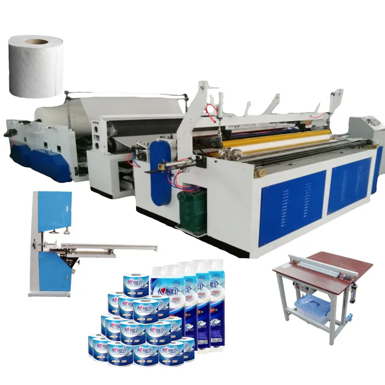 Petites machines de fabrication Machine automatique pour la fabrication de papier hygiénique Rebobineuse Ensemble complet