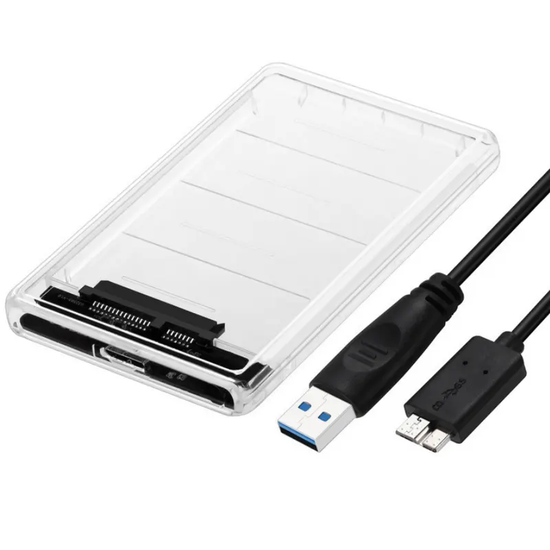 โปร่งใส2.5นิ้ว Sata SSD ถึง USB 3.0อะแดปเตอร์5Gbps Hard Disk Drive Enclosure กล่องสนับสนุน2TB HDD