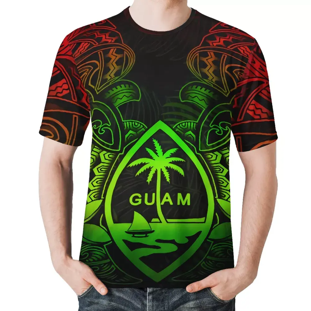 Più nuovo ROSSO VERDE Reggae Disegni Polinesiana Tribal Tattoo Tshirt GUAM Sigillo Stampato Abbigliamento Uomo Su Misura Top Big Size T-Shirt Da Uomo