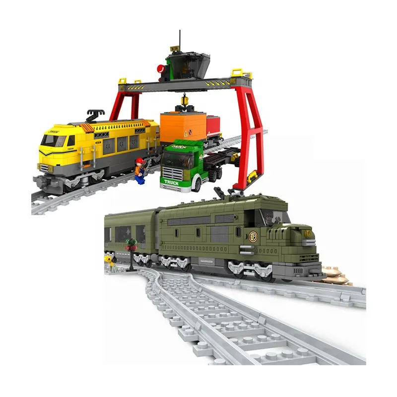 DIY Military Transport Train EMU Building Blocks Sets Plastic Bricks Children Educational Trains Playing Train Toys