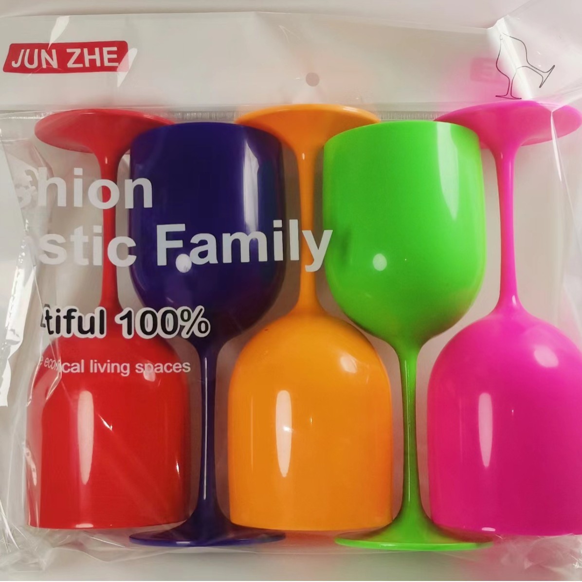 Ensemble de cinq sacs OPP de couleurs assorties.