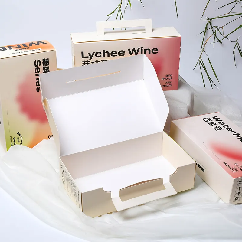 Scatola di carta pieghevole scatole di carta da imballaggio in laminazione opaca di cartone personalizzato di alta qualità per bottiglie di vino
